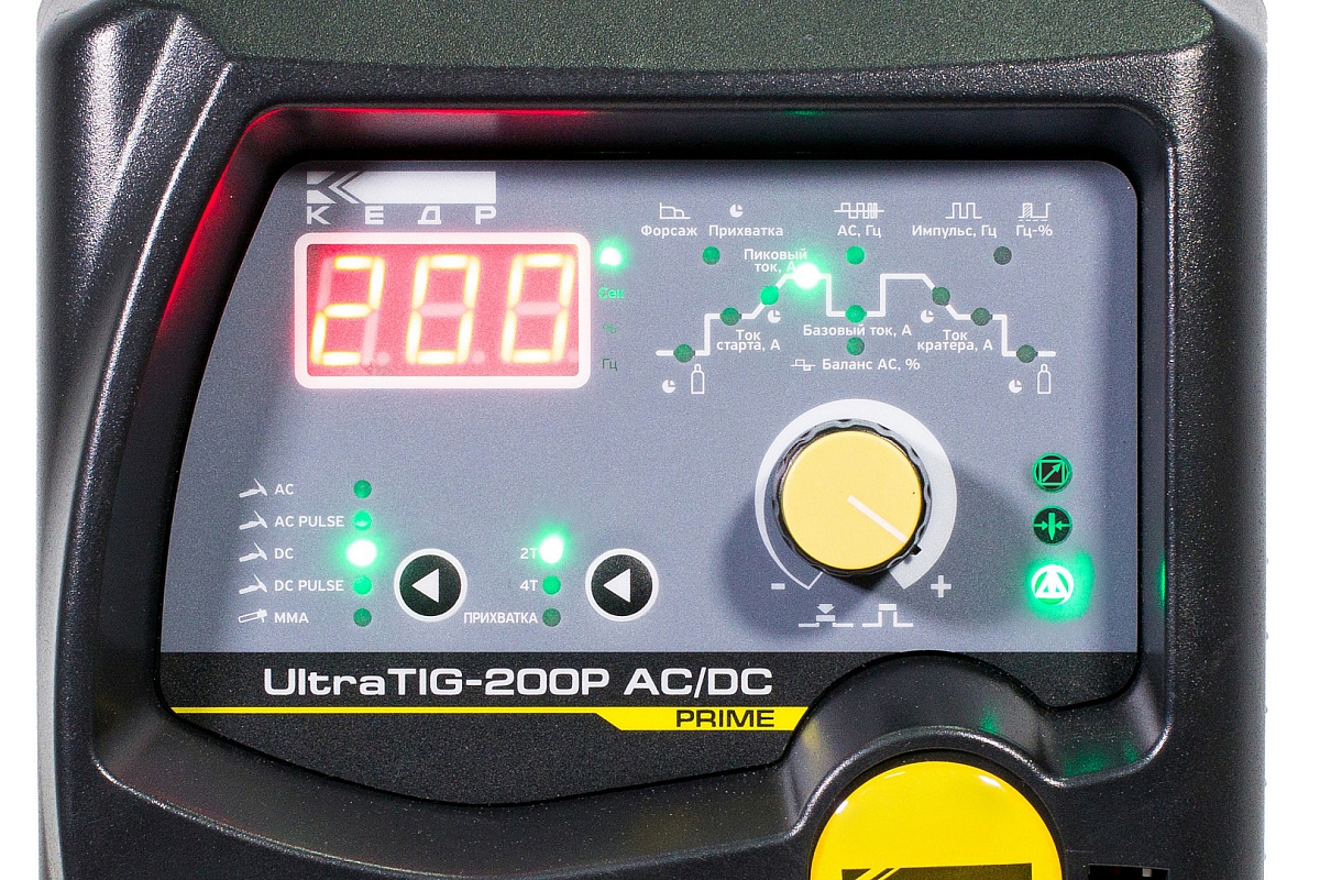 Установка аргонодуговой сварки КЕДР UltraTIG-200P AC/DC (220В, 10-200А) (с возможностью подключения педали)